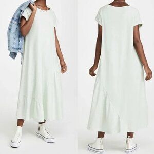 FP BEACH / FREE PEOPLE Lena Cotton & Linen Midi T-Shirt Dress Solid Mint Green M